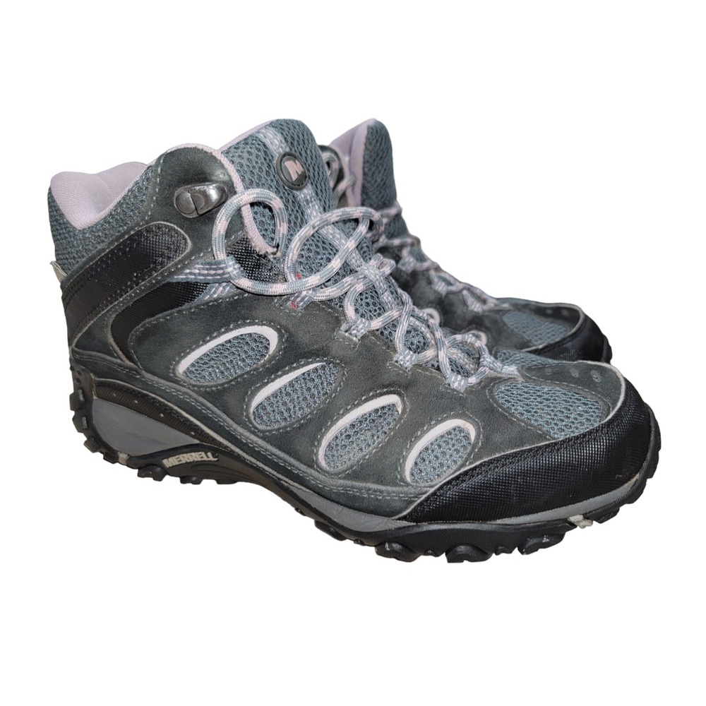 Merrell Moab 2 Mid Women's 8.5 Black Sea Fog‎ Purple Hiking Boots Leather Trail